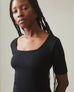 Women's Luxe Rib Square Neck Tee - Black